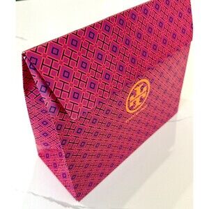 Tory Burch Large Triangle GIFT BAG‎ Flap Closure 12x10.5x5 Pink Orange EUC
